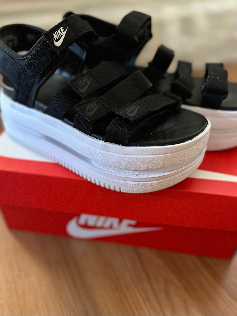 Women’s Nike Strappy Platform Sandals with White Sole - Picture 8 of 8